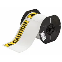 Pre-Cut Label Stock Roll: Caution, CAUTION Header, 4 in x 6 1/4 in, 4 in x 4 in, Polyester, White (MPN B30-25-854-ANSICA)