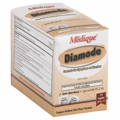 MEDIQUE Anti-Diarrheal Medication Unflavored Caplets 2 mg, 24 Packets - Antidiarrheal Medications
