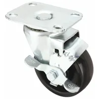 APPROVED VENDOR Plate Caster: Swivel, Side Brake, Polyolefin, 3 1/2 in Wheel Dia., 1 1/4 in Wheel Wd