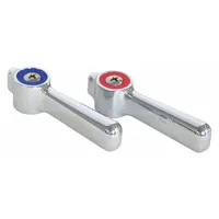 Handle: Chicago Faucets, Lever Handle, Use with Hot/Cold Water Temp, Brass, Chrome Finish, 1 PR (MPN 97-0124)