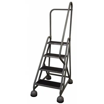 COTTERMAN Rolling Ladder: 3 ft Platform Ht, Partially Assembled, Steel - Steel Ultra-Stable Weight-Actuated Ladders