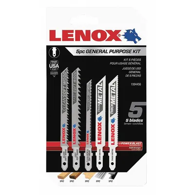 LENOX Jig Saw Blade Set: T Shank, For Wood Workpiece Material, 5 Pieces, 10/14/20/24/6 - Jigsaw Blade Sets