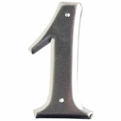 BRADY Number Label: 1, Silver, 3 in Character Ht, 2 in Overall Wd, Uppercase - Utility Pole Marking Numbers
