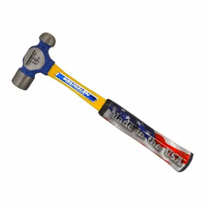 VAUGHAN Ball Peen Hammer: Fiberglass, Steel, 16 oz Head Wt, 1 1/8 in Face Dia - Standard Ball-Peen Hammers