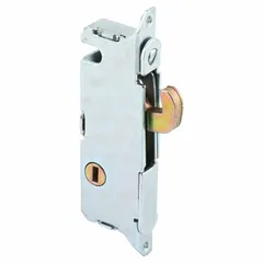 This sliding door lock from PRIME-LINE measures 1-1/8 inches in length, 1/2 inch in width, and 3-11/16 inches in height. It is designed for securing sliding doors in commercial and industrial applications. The lock provides a simple, reliable means of restricting door movement.
