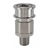 This SNAP-TITE EA Series hydraulic quick-connect coupling body features a 316 stainless steel body and a nitrile seal. It is designed for quick, leak-free connection and disconnection of hydraulic lines in industrial fluid power systems, commonly used in mobile equipment, machine tools, and hydraulic power units