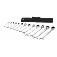 WESTWARD Combination Wrench Set: Alloy Steel, Chrome, 13 Tools, 5/16 in to 1 in Range of Head Sizes