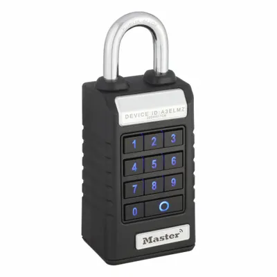 MASTER LOCK Bluetooth Padlock: Black, Std Shackle - Standard Shackle Bluetooth Padlocks