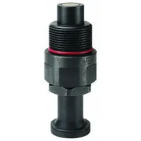 Steel-bodied hydraulic quick-connect coupling plug with 9/16"-18 thread and nitrile seal. Maximum flow rate 1.89 lpm. Used in hydraulic systems for fast, leak-free connection and disconnection of fluid lines in industrial machinery and mobile equipment