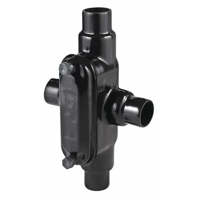 CALBOND Conduit Outlet Body: X Body, 2 in Trade Size, 4 Hubs, 3 cu in Body Capacity - X Style