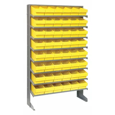 QUANTUM STORAGE SYSTEMS Pick Rack: 36 in x 12 in x 60 in, 1 Usable Sides, 8 Shelves, 48 Bins - Metal Stationary Pick Racks with Closed-Front Bins