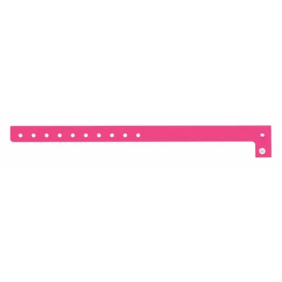 ID Wristband: No Legend, 10 in Overall Lg, 5/8 in Overall Wd, Plastic, Pink - Security Wristbands
