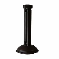 Resin fence post with integrated base for supporting patio fencing or privacy screens. Overall height 36 inches, overall length 17-1/2 inches. Black finish. No panels included