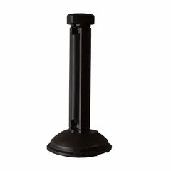 Resin fence post with integrated base for supporting patio fencing or privacy screens. Overall height 36 inches, overall length 17-1/2 inches. Black finish. No panels included.