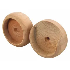 This wood closet rod socket provides a mounting point for closet rods with a 1 3/8 in diameter. Made from wood with a wood color finish, it is used in closet systems to support hanging rods for garments.