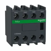SCHNEIDER Auxiliary Contact Block: 4NO, 10 A Max Current (AC), Front Mount, Front-Mounted, LADN40