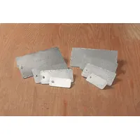 Aluminum laminated blank valve tags in silver finish. Each tag measures 0.02 inches thick and is rectangular. Pack of 25. Suitable for marking pipes, valves, and equipment in industrial settings where corrosion resistance is required