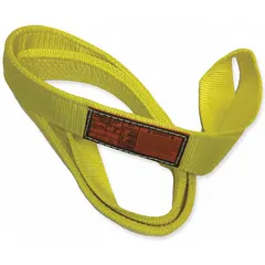 Nylon twisted-eye web sling with 4 plies and 4 ft length. Rated for 11,000 lb vertical hitch capacity. Suitable for general lifting and rigging tasks in industrial settings.