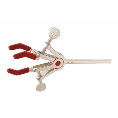 OHAUS Single Clamp: Dual Adjust Clamp, Zinc, 10 1/4 in Overall Lg, 3 Prongs - Lab Clamps