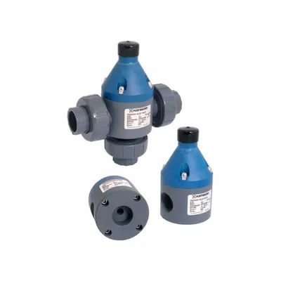 HAYWARD Pressure Reducing Control Valve: CPVC, PTFE, 1 in x 1 in, NPT x NPT, 34°F to 250 psi - Corrosive & Ultra-Pure Liquids Pressure Relief Valves