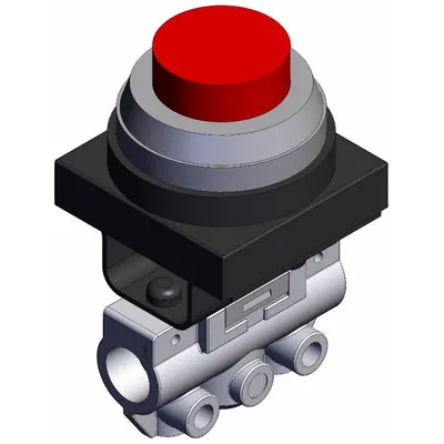 SMC Shuttle Valve: VM100 Series, Extended Button Actuator, 3 Ports, 1/8 in NPT - VM Series Manual Air Control Valves
