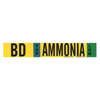 BRADY Pipe Marker: BD, VAP, Low, Fits 2 1/2 to 7 7/8 in Pipe O.D., 1 Pipe Markers - Ammonia Adhesive Pipe Markers