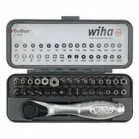 WIHA 32 Piece GoBox Security Bit Set with Mini Ratchet: 26 - 50 Pieces, 1/4 in Drive Size, 32 Pieces (MPN 74958)