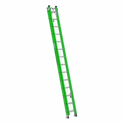 WERNER Extension Ladder: 28 ft Ladder Size, Fiberglass, 375 lb Load Capacity, 55 lb Wt - Non-Conductive Fiberglass Extension Ladders
