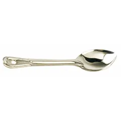 Stainless steel serving spoon with a silver finish and 21-inch overall length. Designed for basting and serving tasks in commercial or home kitchens, the extended length keeps hands safely away from hot liquids. Suitable for soups, stews, and sauces. Not NSF certified.