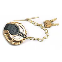 Fuel Cap: Lockable, Threaded with Chain and Cross Bar, 2 5/16 in Neck Dia, 2 5/16 in Neck Lg (MPN 600196-1)