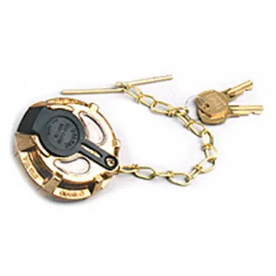 VELVAC Fuel Cap: Lockable, Threaded with Chain and Cross Bar, 2 5/16 in Neck Dia - Locking Fuel Caps