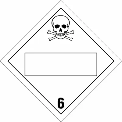 BRADY DOT Container Placard 6 - Class 6: Toxic, Poison Inhalation & Infectious Substances