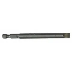 Slotted-head impact bit made of S2 steel with hex drive. Imperial size, standard length, impact-rated for use with impact drivers. Suitable for driving slotted screws in assembly and repair tasks. Pack of 5.