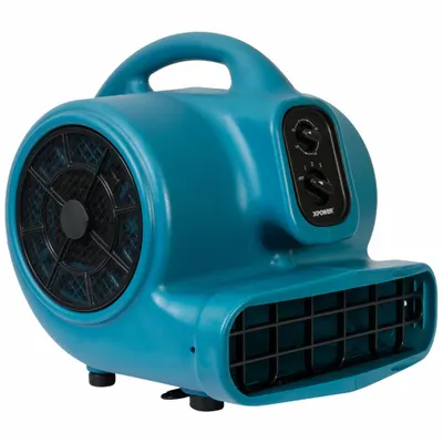 XPOWER Centrifugal Blower: 2,000 cfm, 1/3 hp, Fixed Frame, 115V AC, 3 Speeds, Blue - Portable Blowers
