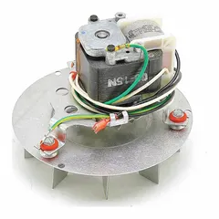 Induced draft blower designed for use in gas-fired heating equipment. Creates negative pressure to pull combustion gases through the heat exchanger and vent them outdoors. Replacement part for HVAC systems.