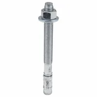Steel wedge anchor for fastening structural elements to concrete. 1/2" diameter, 5-1/2" overall length with 4" thread length, 1/2"-13 thread size. Zinc-plated finish for corrosion resistance. Pack of 25