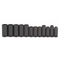 PROTO Impact Socket Set: 3/8 in Drive Size, Small Set (0-50 pieces) Set Size, 12 Pieces, Black Oxide (MPN J72217)