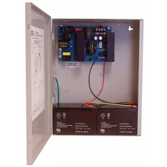 The ALTRONIX SMP10C24X is a power supply board housed in a steel enclosure. It converts 115V AC input to a regulated 24VDC output at 10A. This unit is used to power access control hardware, security panels, and automation equipment requiring a stable DC supply.