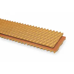 This conveyor belting is constructed with multiple plies for strength and a high-grip surface for secure material transport. The tan SBR rubber compound offers good abrasion resistance and flexibility. Typical applications include moving bulk materials in industrial settings such as mining, aggregate handling, and manufacturing, particularly on inclined or heavy-load conveyors.