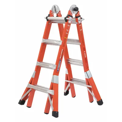 WERNER Combination Ladder: 5 Configurations, Fiberglass, 300 lb Load Capacity - All Configuration Multifunction Ladders