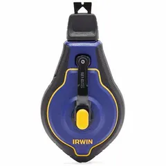 This chalk line reel kit includes a 100 ft line and a 1.8 oz fill of blue chalk. The turn cap door allows easy refilling. Used for marking straight lines on surfaces in construction and renovation tasks such as framing, drywall layout, and flooring.