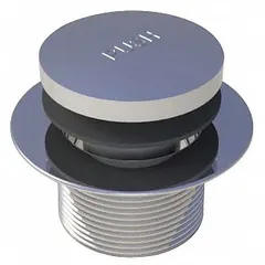 This bathtub drain stopper features a lift-and-turn mechanism for opening and closing the drain. It is constructed with a PVC body and a chrome-plated finish, and includes a strainer body. The overall diameter is 1-5/8 inches. Suitable for sealing bathtub drains in residential and light-commercial plumbing applications.