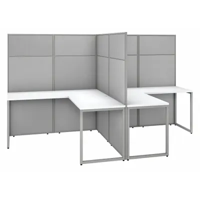 BUSH BUSINESS FURNITURE Modular Cubicle Workstation: 66 in Overall Ht, 60 in Overall Wd - Office Cubicles with Privacy Panels
