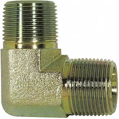 This 90° threaded extreme-pressure pipe elbow is made from carbon steel with a fitting pipe size of 3/4 in x 3/4 in. It is used to change flow direction in high-pressure carbon steel piping systems, suitable for industrial applications requiring reliable connections.