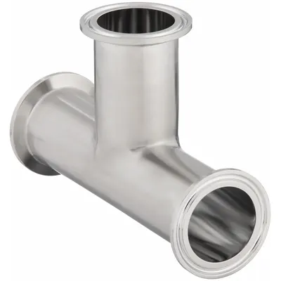 MAXPURE Sanitary Tee Fitting: Tee, 1 1/2 in OD x 1 1/2 in OD x 1 1/2 in OD Size - 316 Stainless Steel Sanitary Tube Fittings