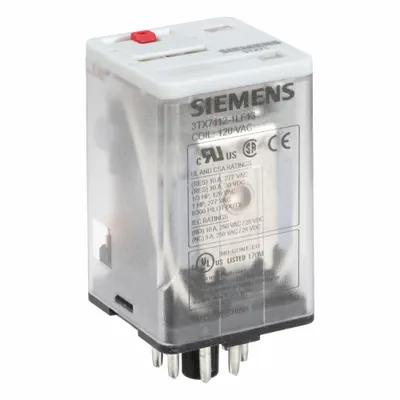 Siemens Plug-In Relay: Socket Mounted, 10 A Current Rating, 120V AC, DPDT - Socket-Mounted Relays