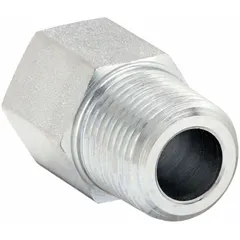 Straight steel adapter for connecting two male pipes of the same size in high-pressure fluid systems. Rated for 6,000 psi maximum operating pressure. Used in industrial hydraulics, mobile equipment, and plant maintenance.