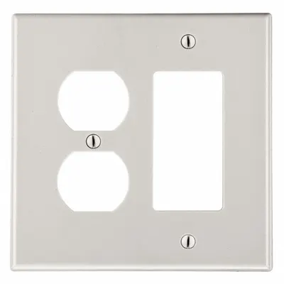 HUBBELL Combination Wall Plate, 2-Gang, Midsize, Almond, Polycarbonate - Combination Wall Plates