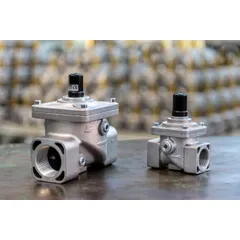 Needle Valves with mechanical adjustment. NV type valves are designed for fine-adjusting of gas flow and air flow in industrial combustion processes. Valves are operated manually using an Allen key to set the precise fire rate of the burner. All components are designed to withstand any mechanical, chemical, thermal condition occurring during typical service. Effective impregnation and surface treatments have been used to improve mechanical sturdiness, sealing and resistance to corrosion of the components.