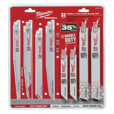 MILWAUKEE Reciprocating Saw Blade Set: 32 Pieces, Reciprocating Saw Blade Set - Reciprocating Saw Blade Sets